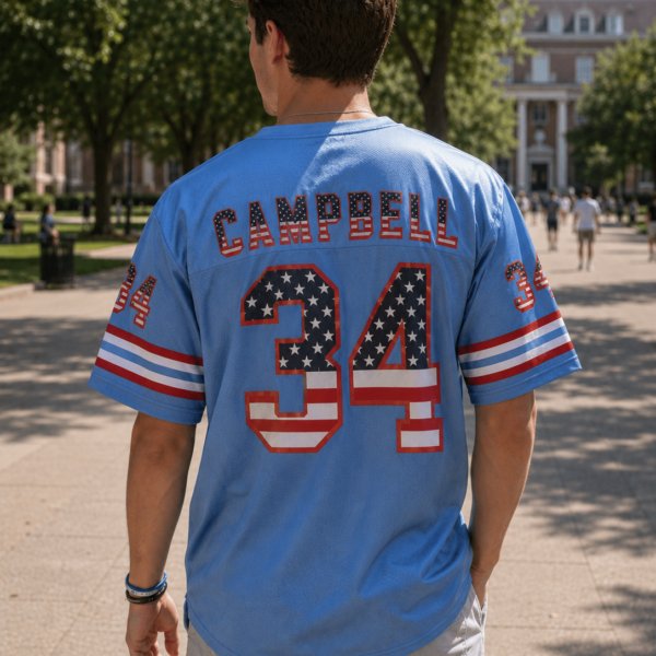 Blue American Flag Houston Oilers Jersey